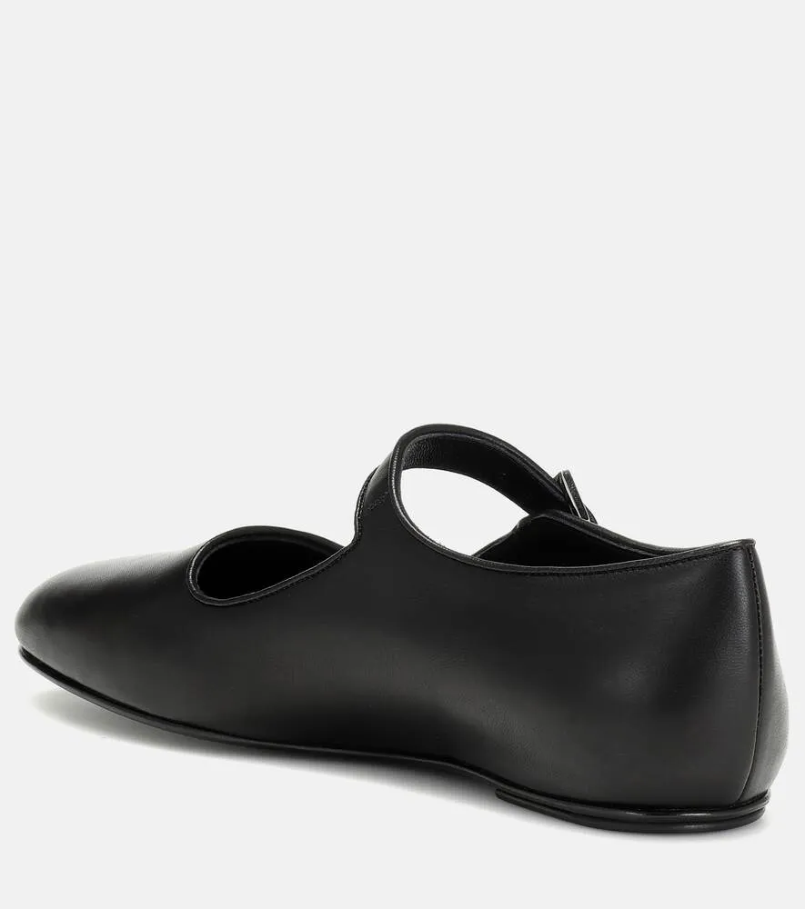 Ava The Row Leather Ballet Shoes, Black