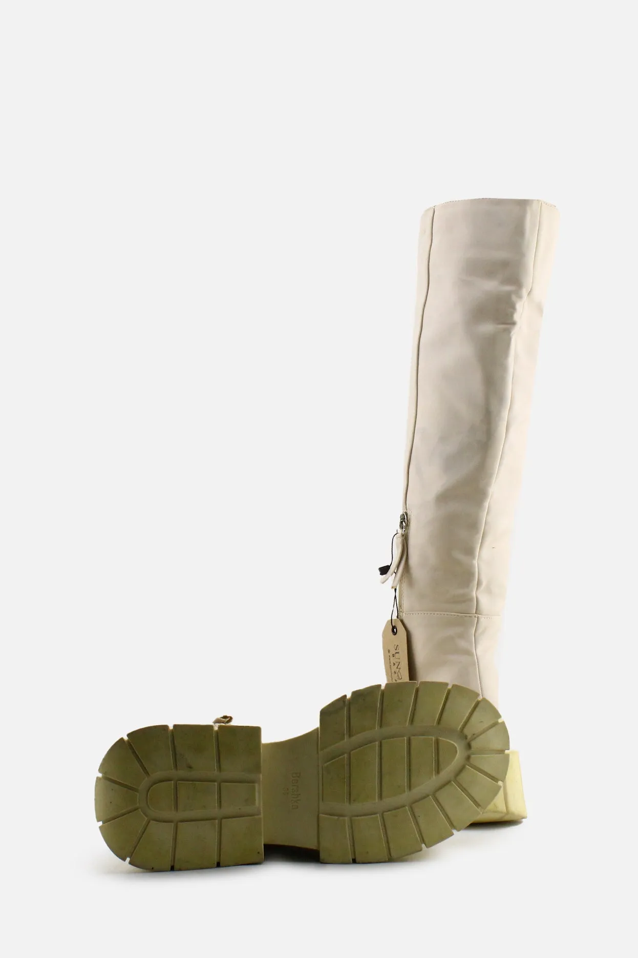 Bershka Zipper Combat Knee High Boots | 100% Authentic Leather