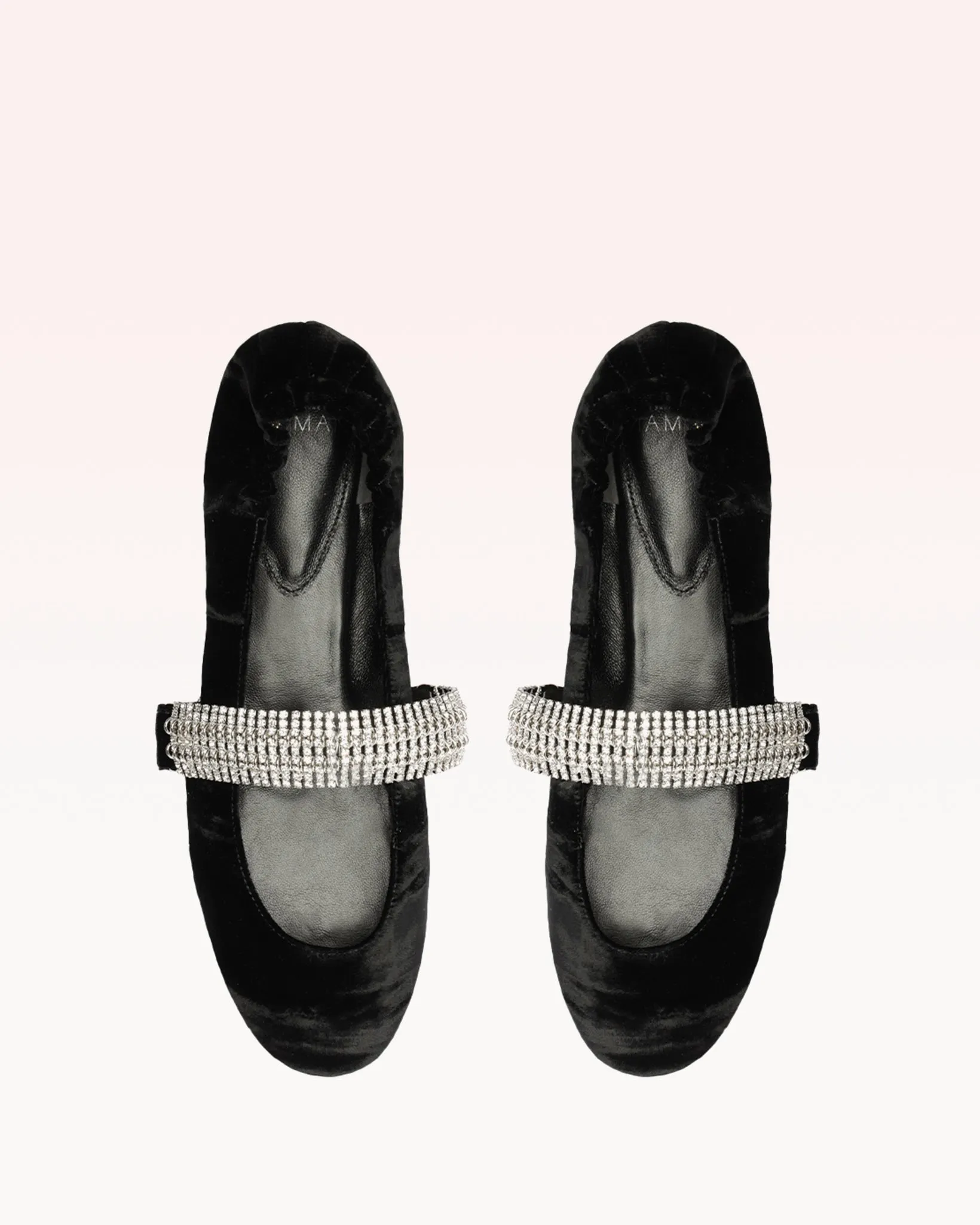 Camila Ballerina Velvet Flat Black