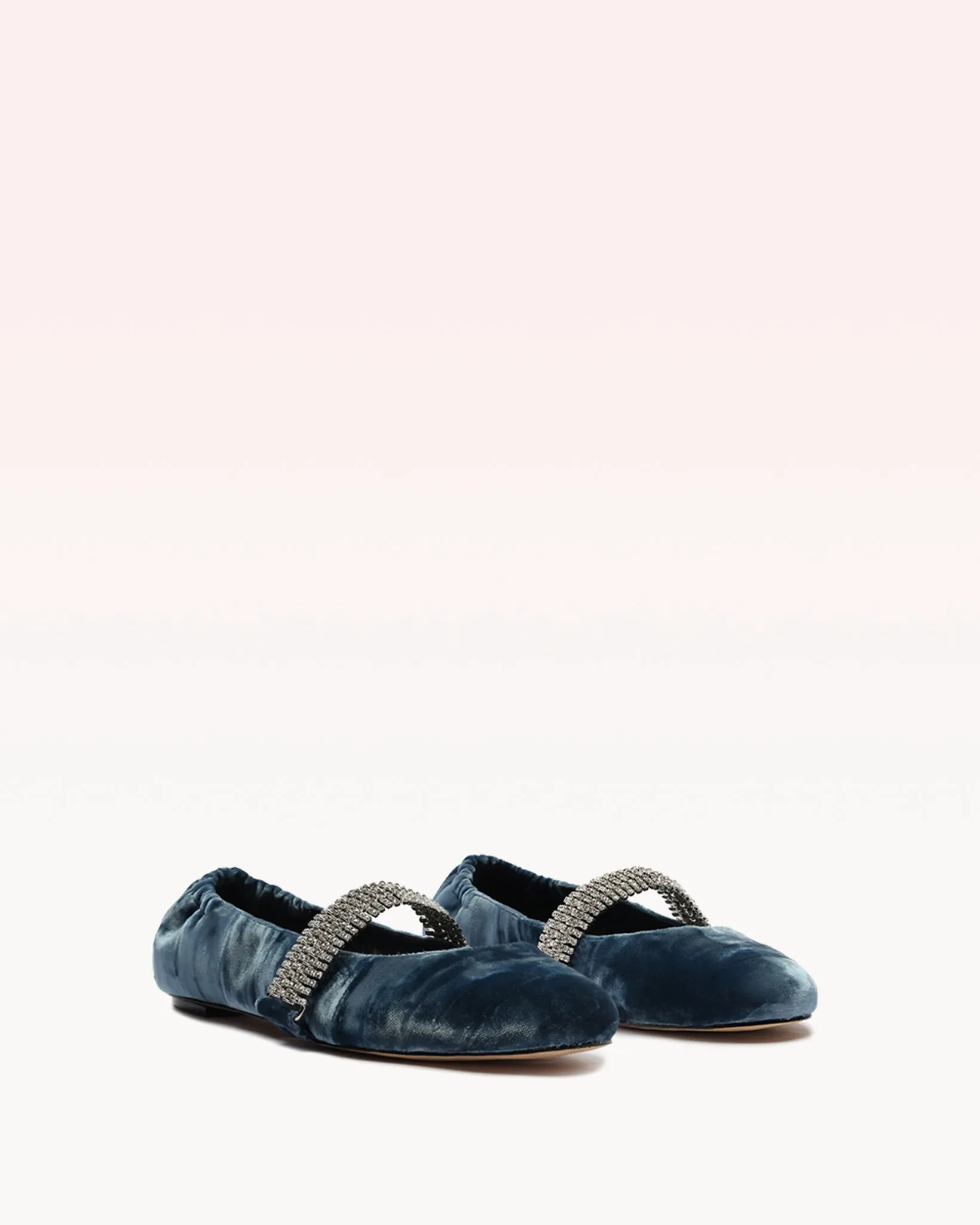 Camila Ballerina Velvet Flat Blue