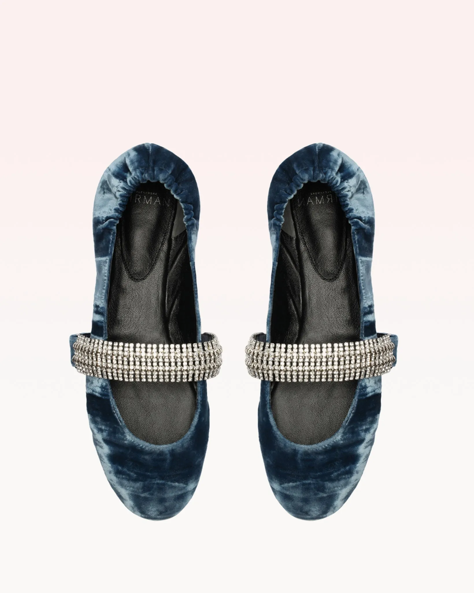 Camila Ballerina Velvet Flat Blue