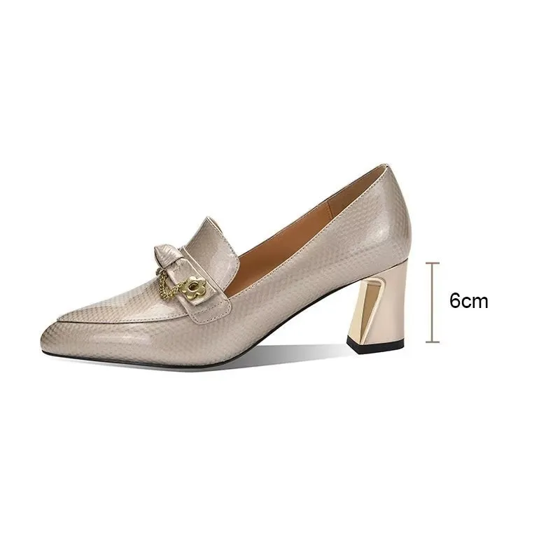 Chic Exotic Leather Pointed Toe Low-med Heels