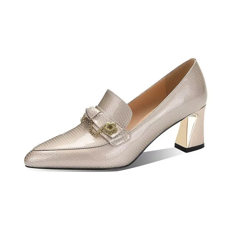 Chic Exotic Leather Pointed Toe Low-med Heels