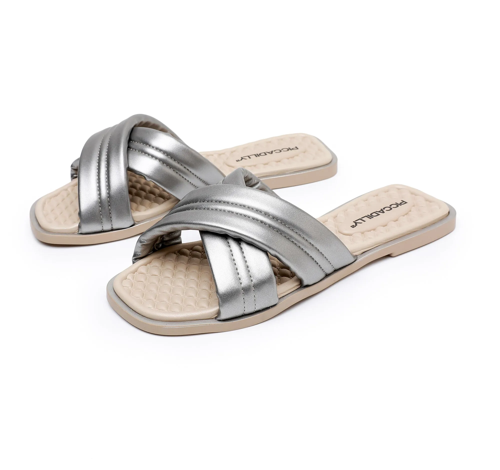 Criss Cross Strap Sandals - Silver (355.006)