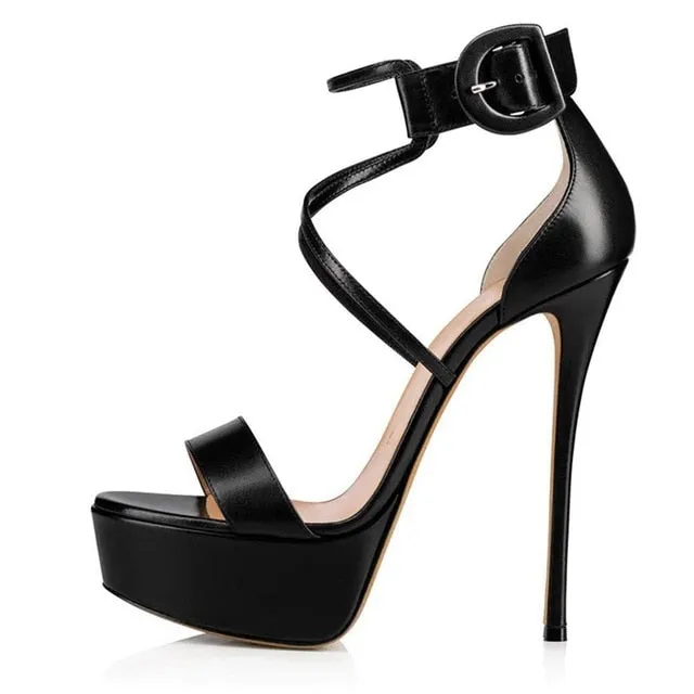 Fancy Peep Toe Platform Heels