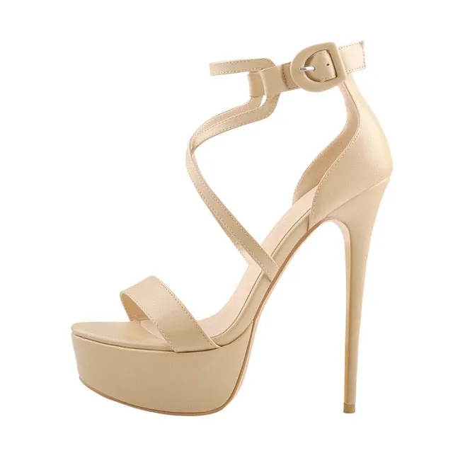 Fancy Peep Toe Platform Heels