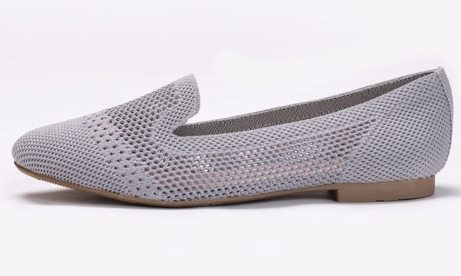 Feversole Women's Woven Fashion Breathable Knit Flat Shoes Grey Loafer