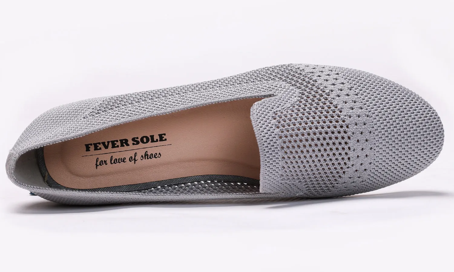 Feversole Women's Woven Fashion Breathable Knit Flat Shoes Grey Loafer