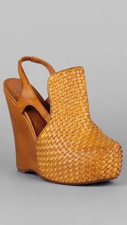Jeffrey Campbell Darian Woven Wedge Slingback Heels in Mustard
