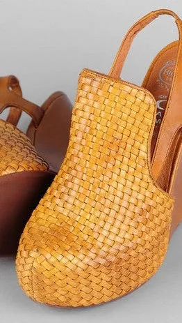 Jeffrey Campbell Darian Woven Wedge Slingback Heels in Mustard