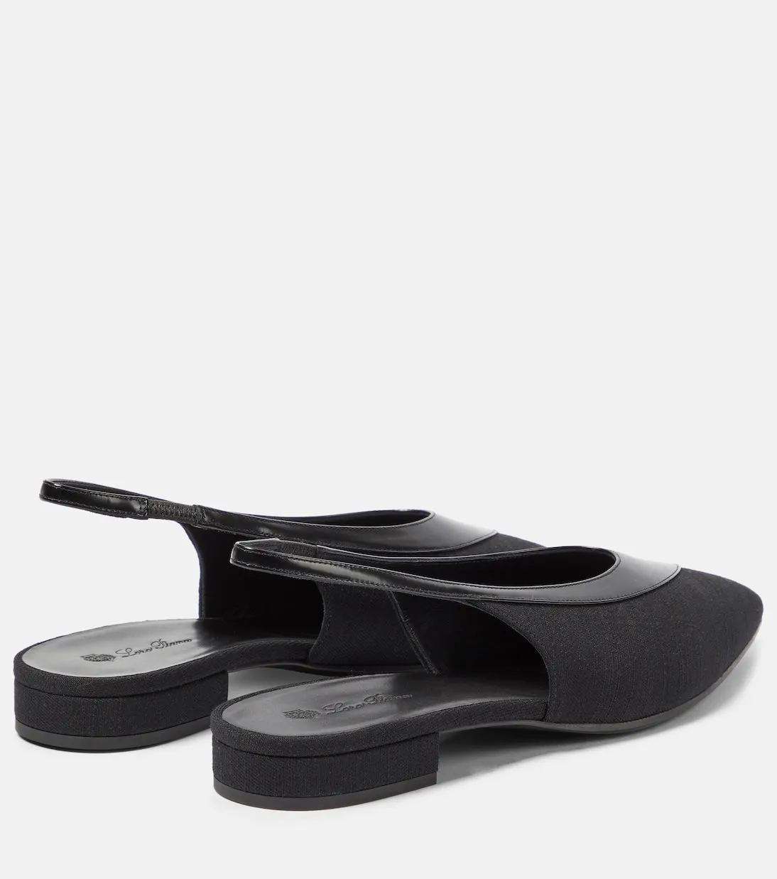 Loro Piana Loro Piana Leather Trim Slingback Ballet Flats, Black