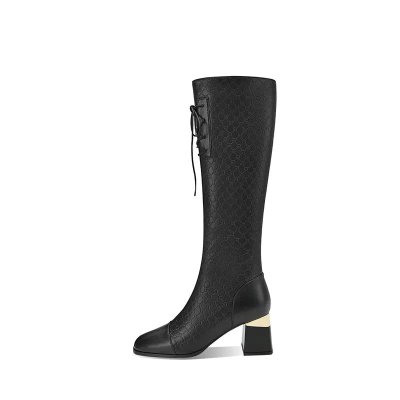 LuxeLeather Exotic Tall Shaft Statement Boots