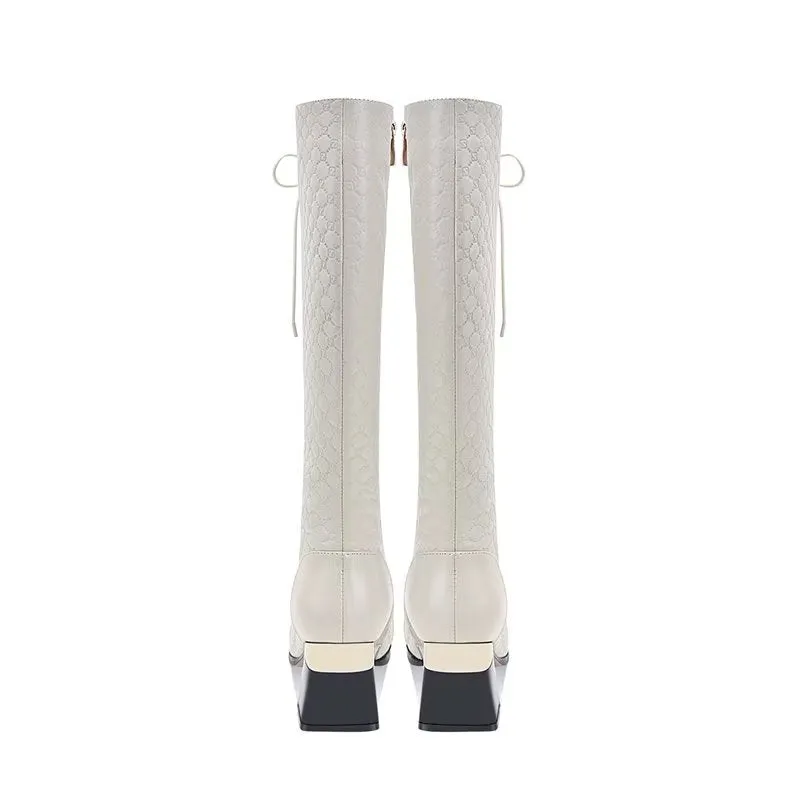 LuxeLeather Exotic Tall Shaft Statement Boots