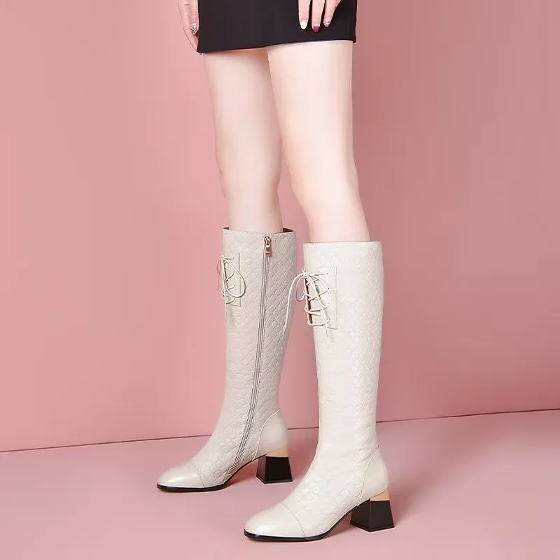 LuxeLeather Exotic Tall Shaft Statement Boots