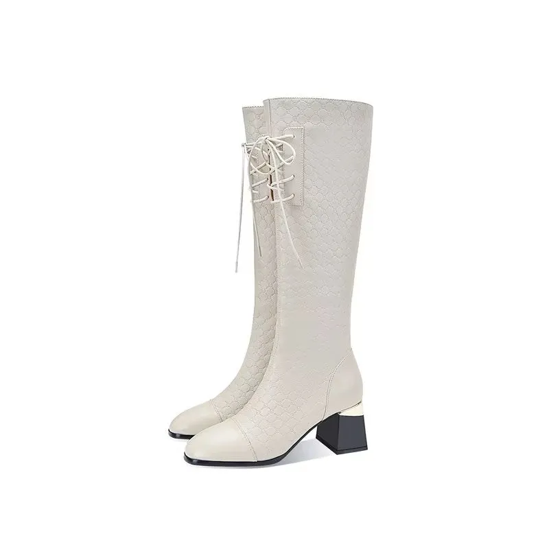 LuxeLeather Exotic Tall Shaft Statement Boots