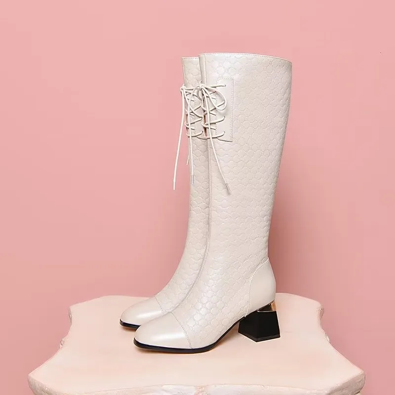 LuxeLeather Exotic Tall Shaft Statement Boots