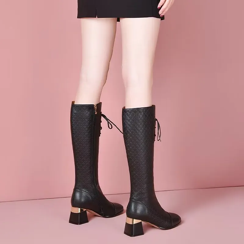 LuxeLeather Exotic Tall Shaft Statement Boots