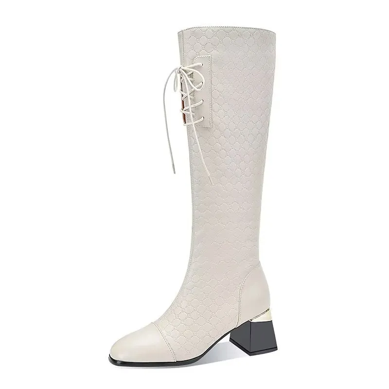 LuxeLeather Exotic Tall Shaft Statement Boots