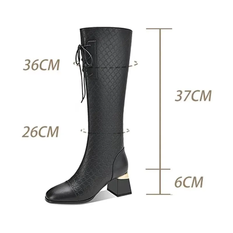 LuxeLeather Exotic Tall Shaft Statement Boots