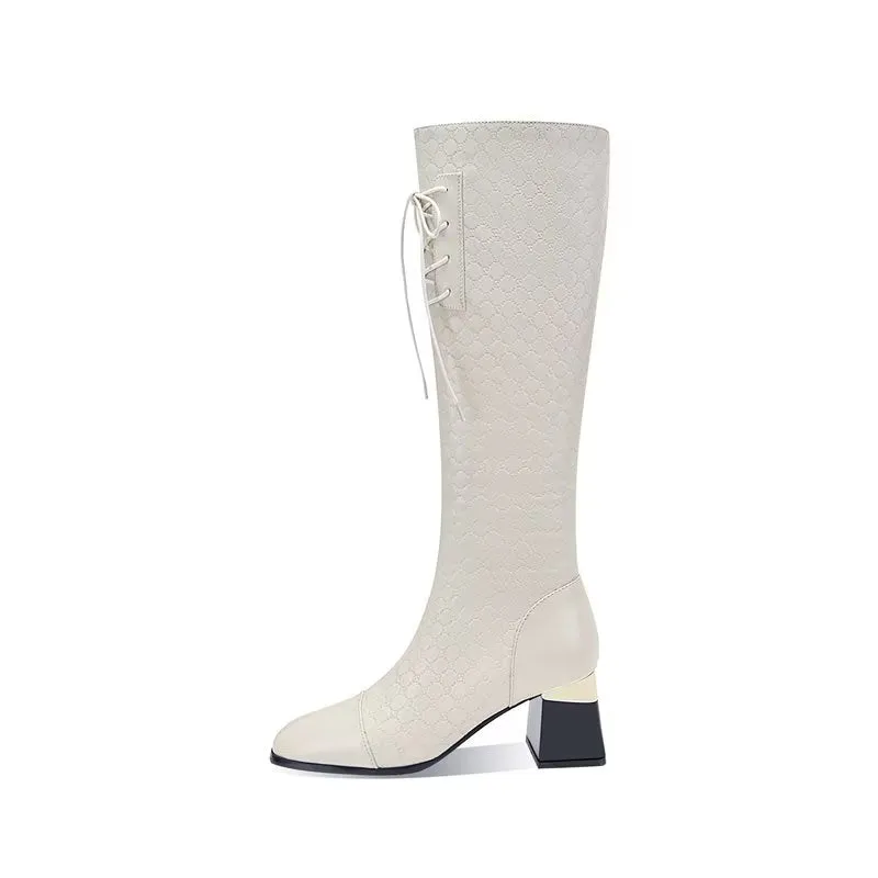 LuxeLeather Exotic Tall Shaft Statement Boots