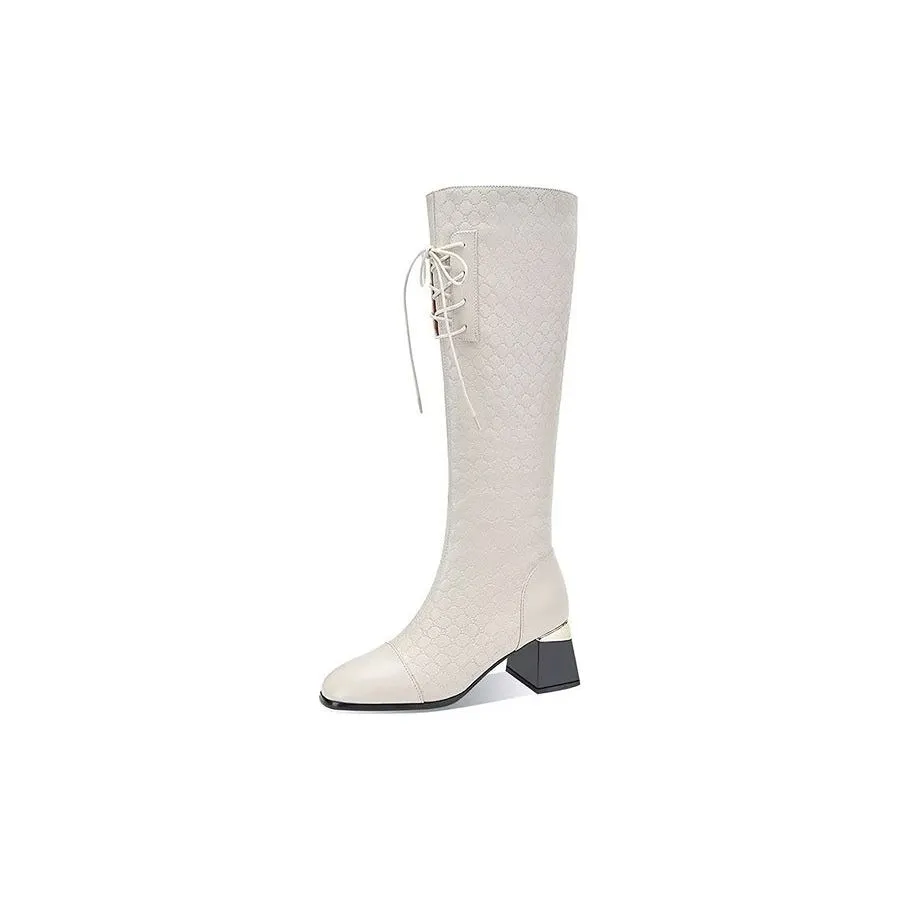 LuxeLeather Exotic Tall Shaft Statement Boots