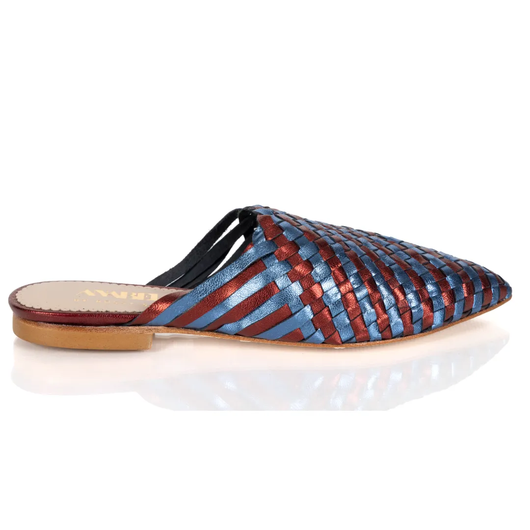 Mustique Mules Blue & Red