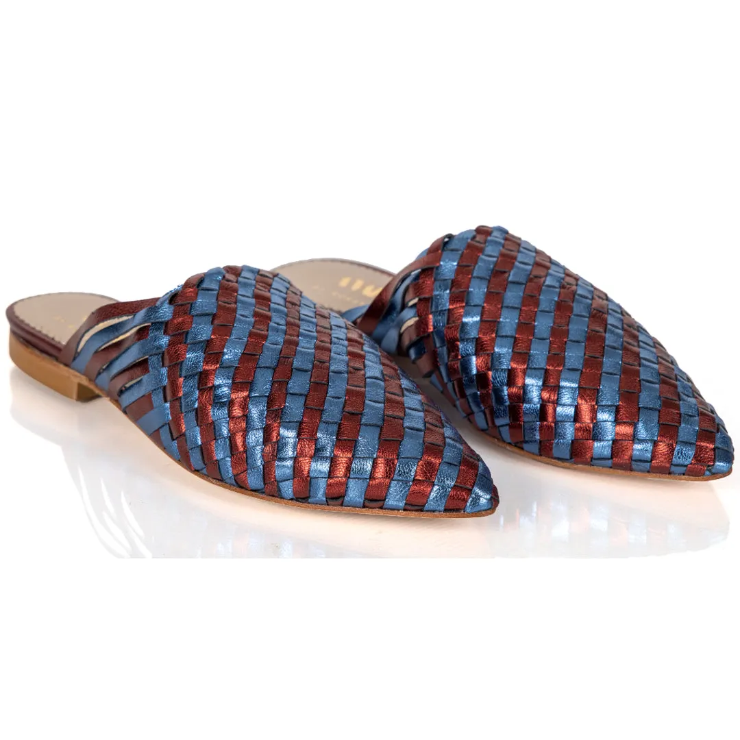 Mustique Mules Blue & Red