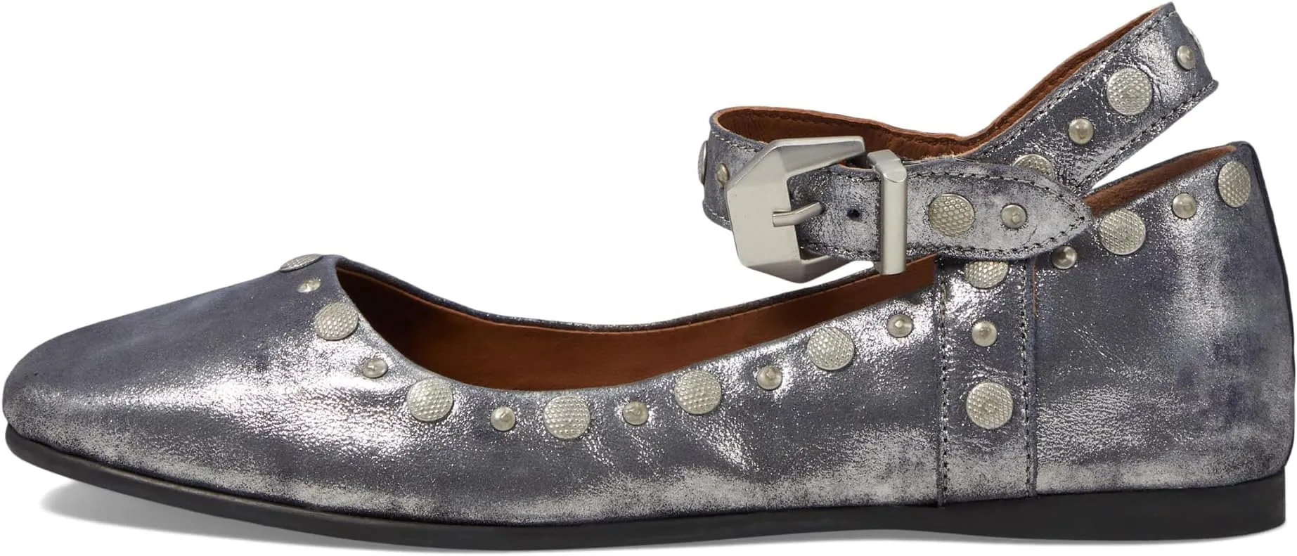 Mystic Mary Jane Flat Free People Ballet Shoes, Silver Distress