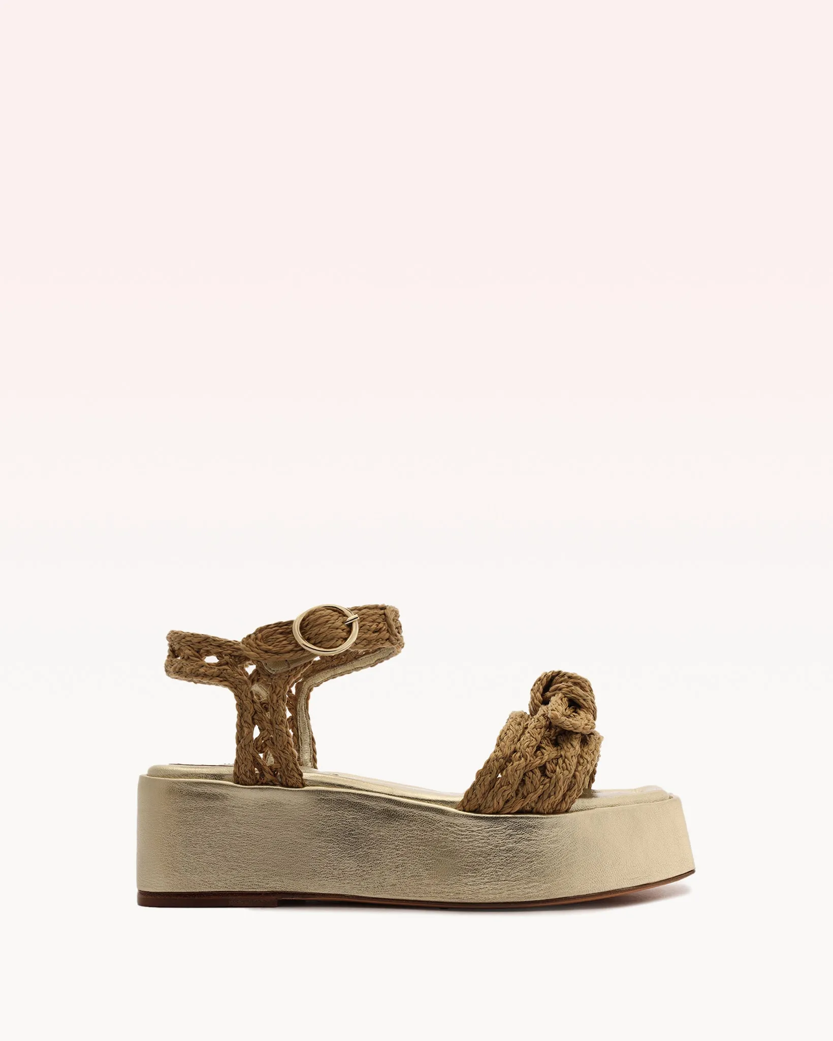 Raffia Clarita Flatform Brown & Gold
