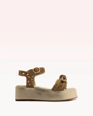 Raffia Clarita Flatform Brown & Gold