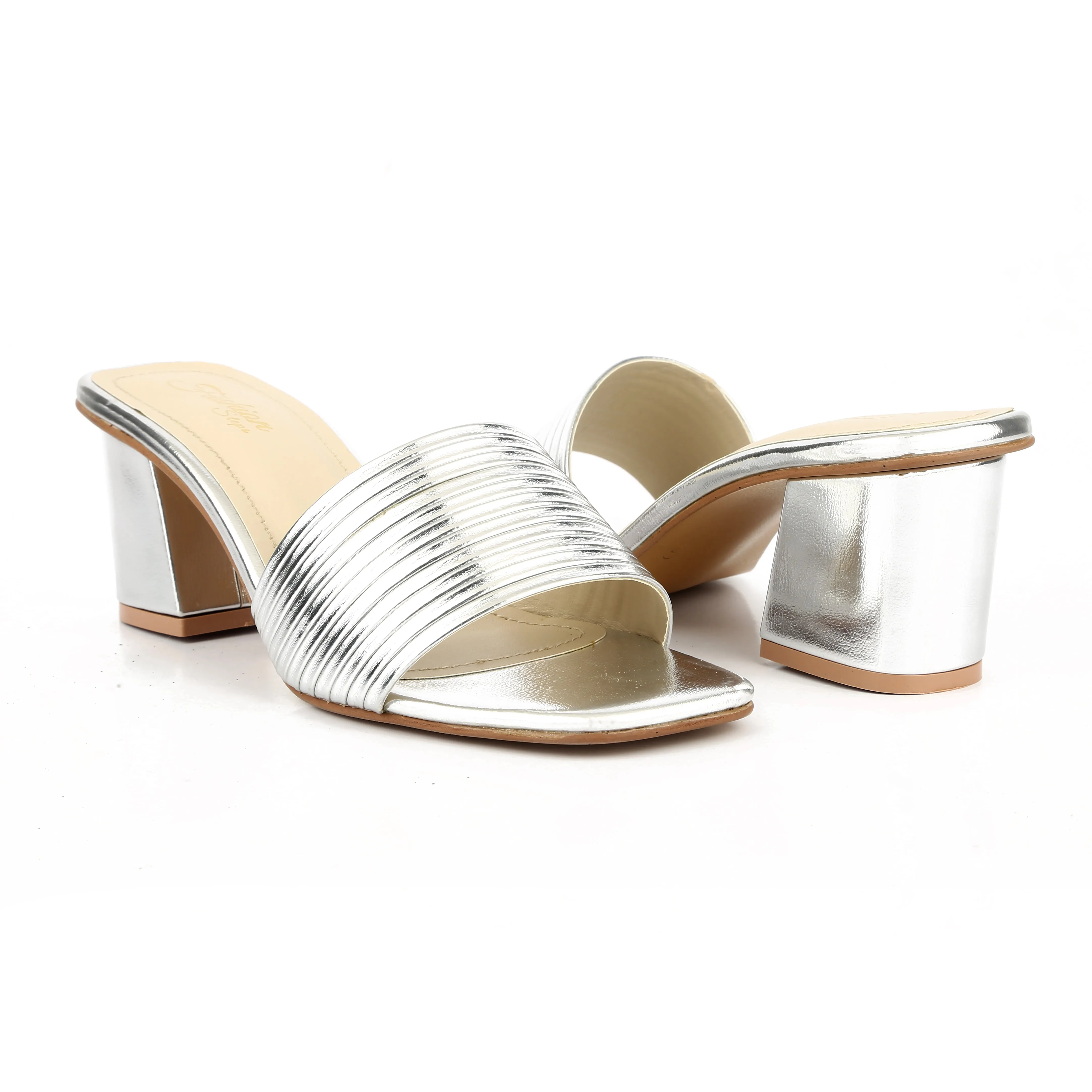 SMARTY SILVER BLOCK HEEL