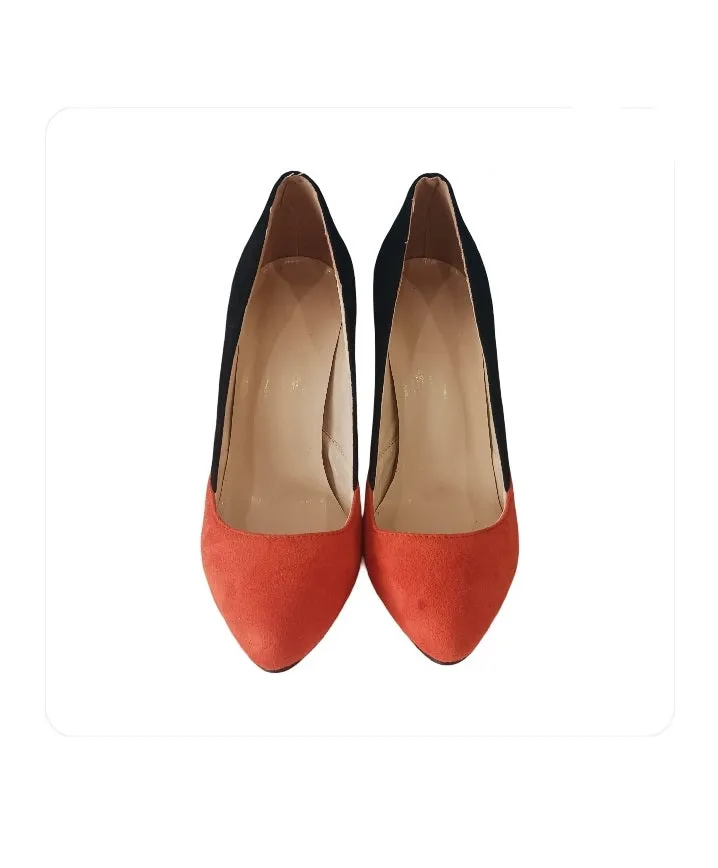 Taafo Suede Colorblock Stiletto Pump Shoes , Size 39