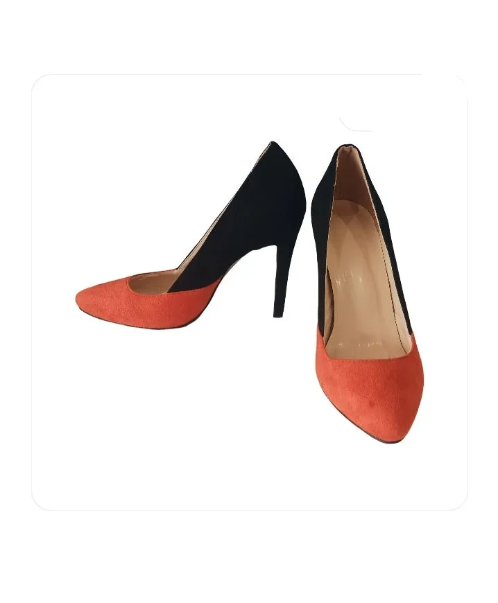 Taafo Suede Colorblock Stiletto Pump Shoes , Size 39