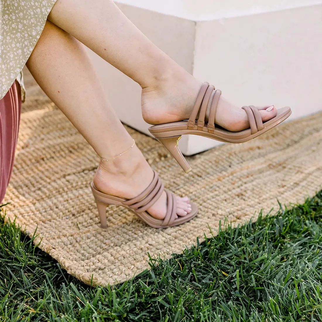 The Slide - Latte Leather Rope 3 Stiletto