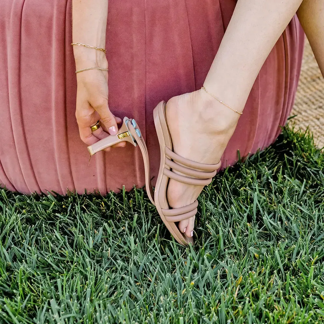 The Slide - Latte Leather Rope 3 Stiletto