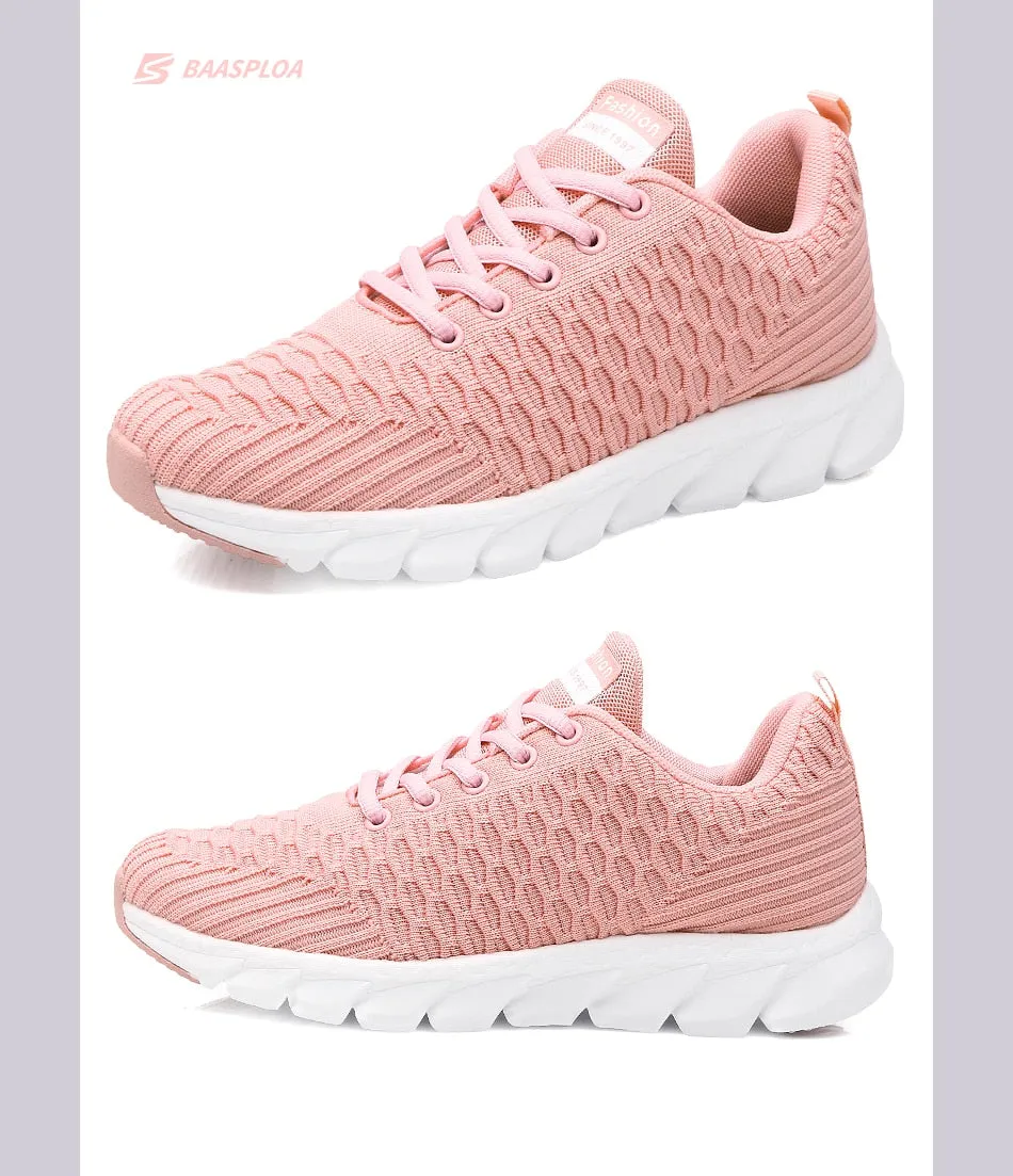 Women's Sneaker Fitness Shoes Lace up Non-Slip Soft Tennis Shoes Lace-up Lightweight Jogging Walking Breathable Sneakers
