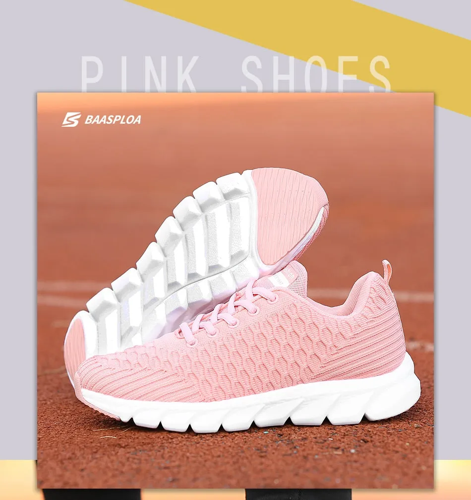 Women's Sneaker Fitness Shoes Lace up Non-Slip Soft Tennis Shoes Lace-up Lightweight Jogging Walking Breathable Sneakers