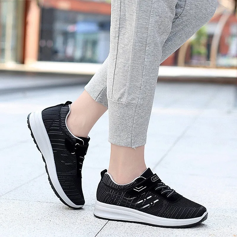 Women's trendy joker breathable velcro platform leisure sneakers