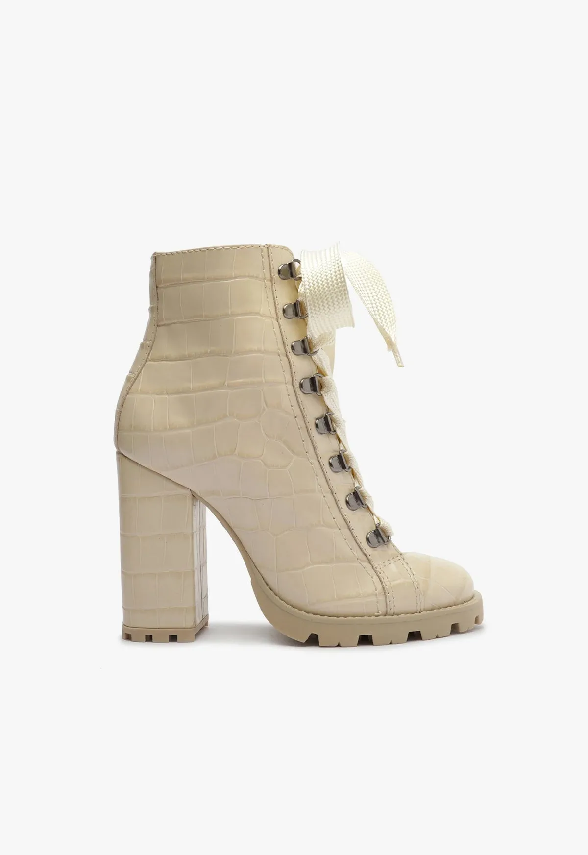 Zhara Crocodile-Embossed Leather Bootie