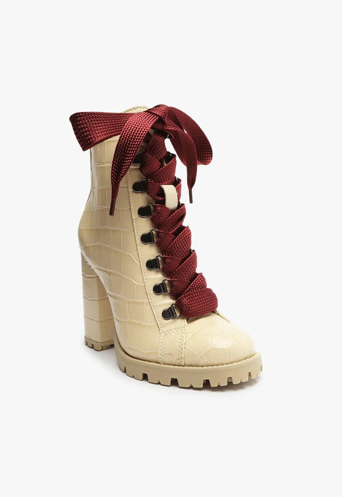 Zhara Crocodile-Embossed Leather Bootie