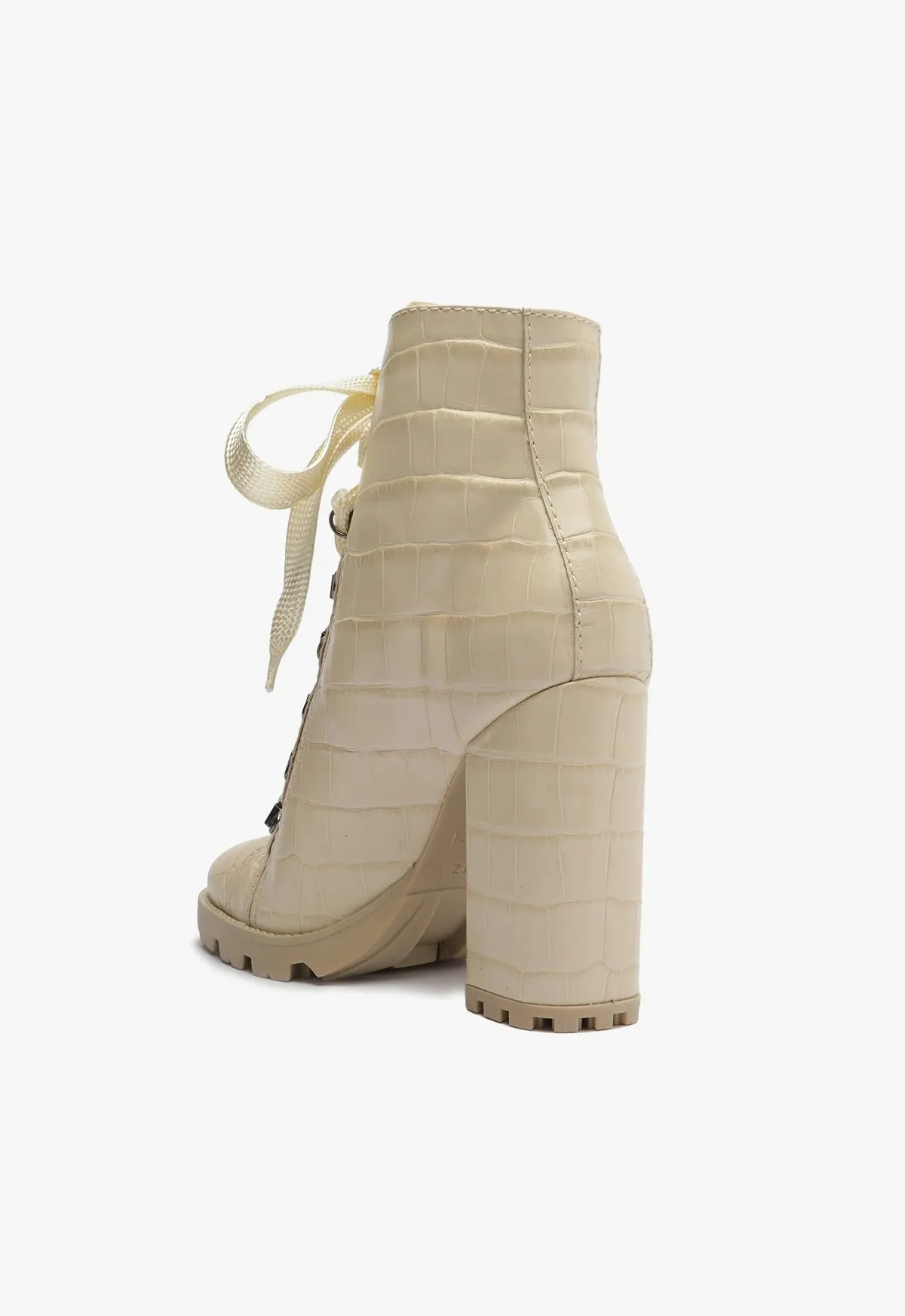 Zhara Crocodile-Embossed Leather Bootie