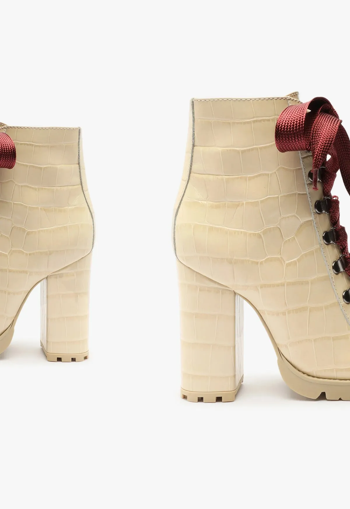 Zhara Crocodile-Embossed Leather Bootie