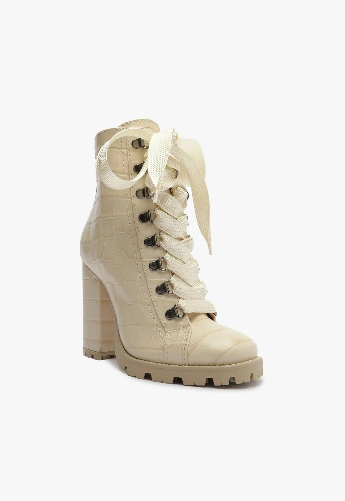 Zhara Crocodile-Embossed Leather Bootie